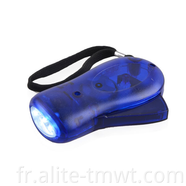 Lampe de poche rechargeable à main le LED de la manivelle de manivelle à la main 3 LED
